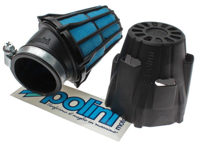 Воздушный фильтр Polini "BLUE AIR BOX", CP - д. 46мм - изогн. 30 град. - с крышкой